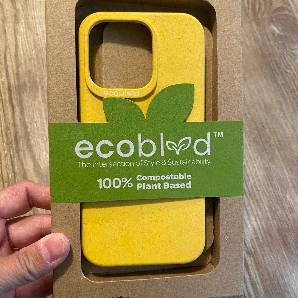 ECOBLVD 100% COMPOSTABLE PHONE CASE YELLOW IPHONE 14 PRO MAX EARTH FRIENDLY NIB